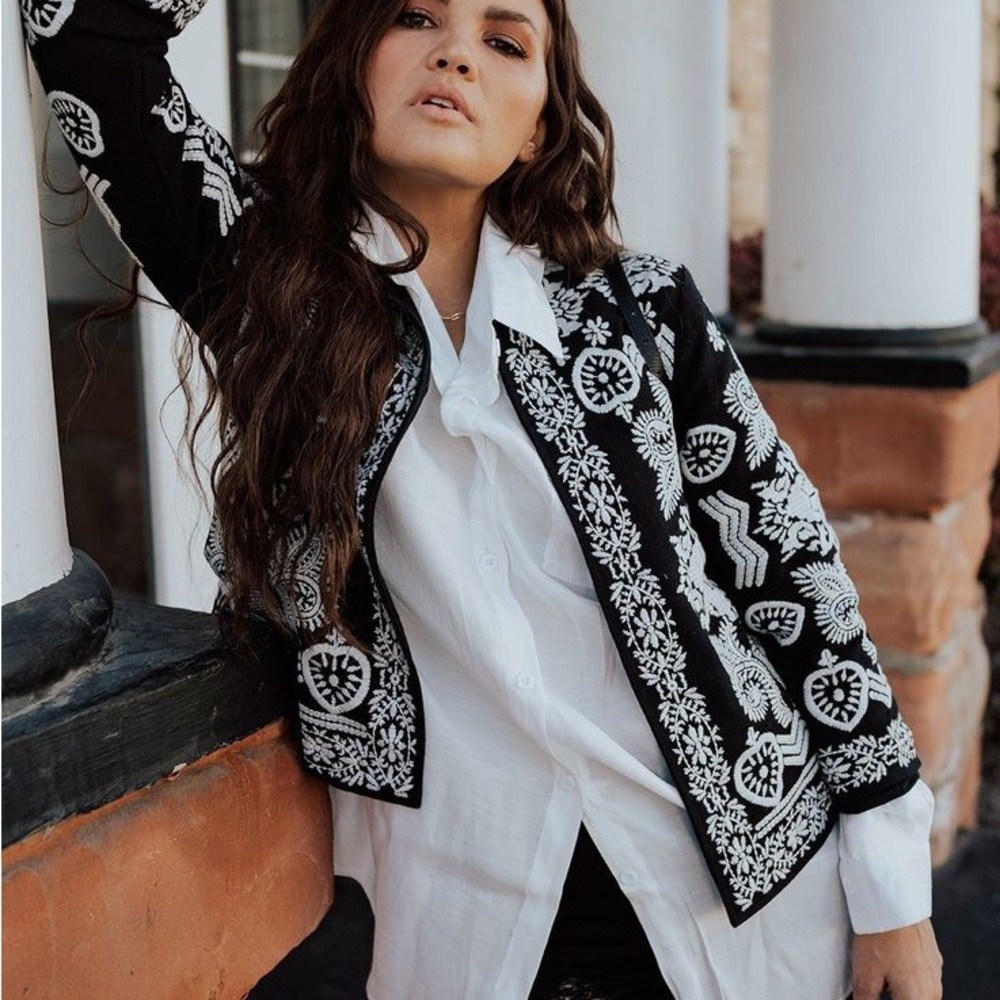 Jacket LOVE STITCH Nora Embroidered Jacket / Structured Cardigan / Boho - Picture 5 of 7